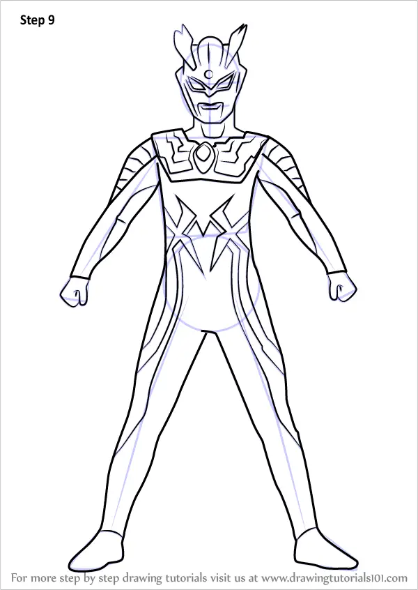 Learn How to Draw Ultraman Zero (Ultraman) Step by Step : Drawing Tutorials