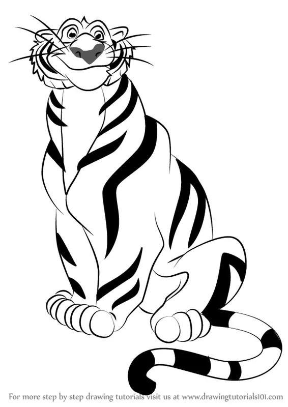 Learn How to Draw Rajah from Aladdin (Aladdin) Step by Step : Drawing  Tutorials