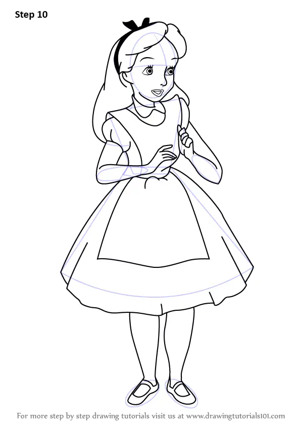 How to Draw Alice from Alice in Wonderland (Alice in Wonderland) Step