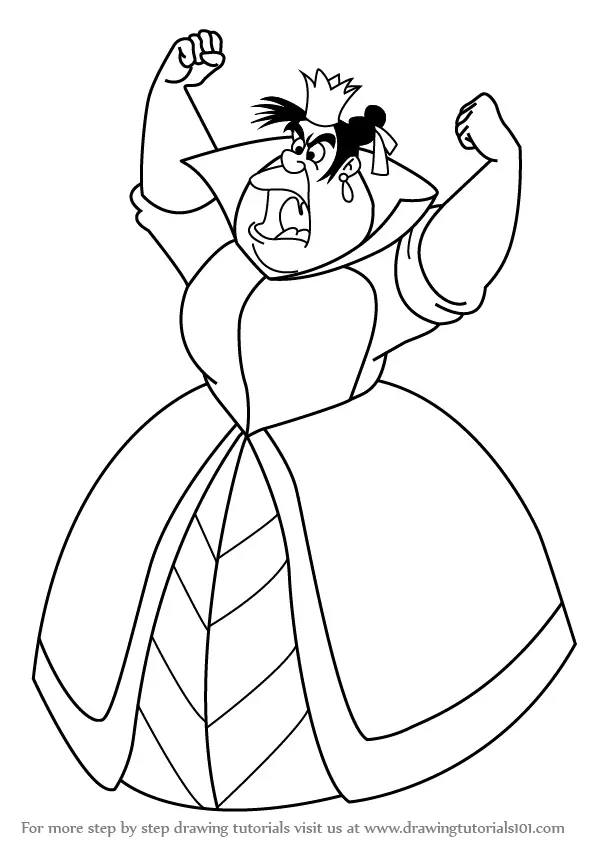 How to Draw Queen of Hearts from Alice in Wonderland (Alice in