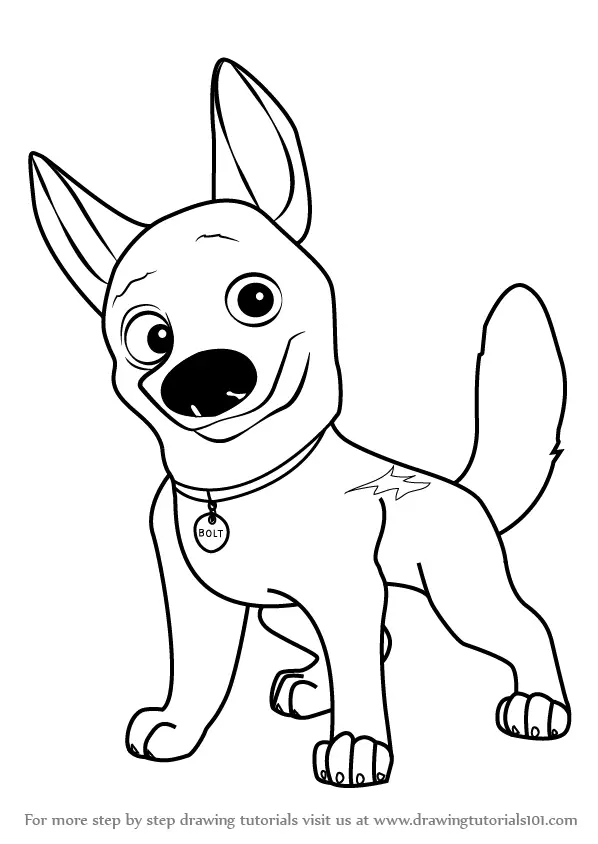 Learn How to Draw Bolt the Dog (Bolt) Step by Step : Drawing Tutorials