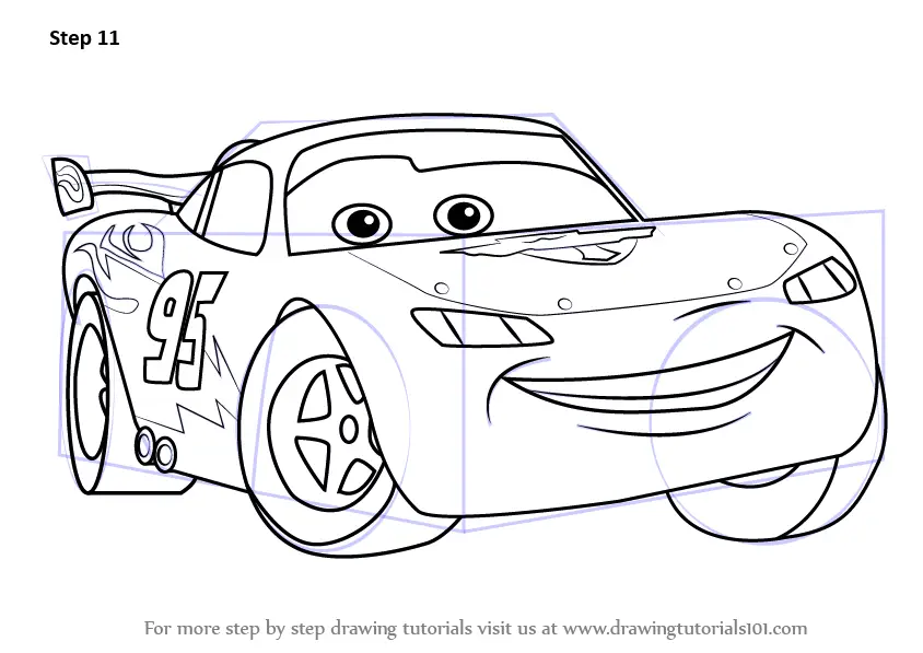 Learn How to Draw Lightning McQueen from Cars (Cars) Step ...
