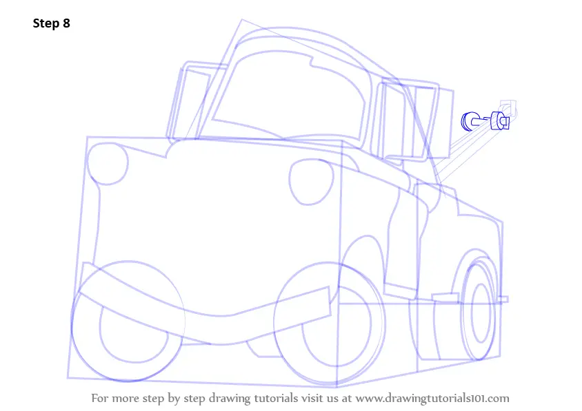 Step by Step How to Draw Tow Mater from Cars ...