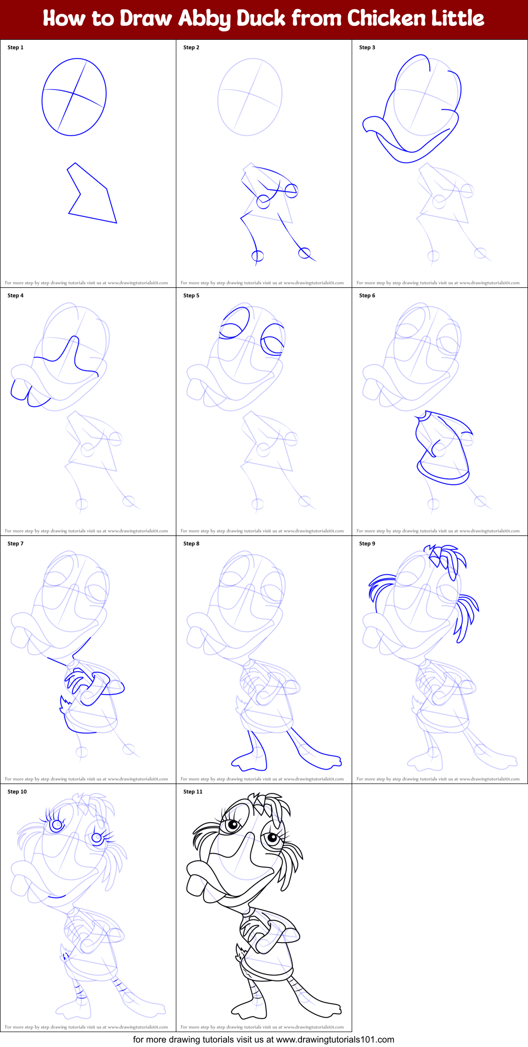 How to Draw Abby Duck from Chicken Little (Chicken Little) Step by Step ...