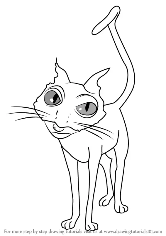 How to Draw Cat from Coraline (Coraline) Step by Step