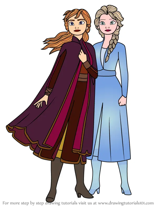 Learn How to Draw Anna and Elsa from Frozen 2 (Frozen 2) Step by Step