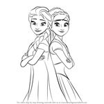 How to Draw Elsa and Anna from Frozen Fever