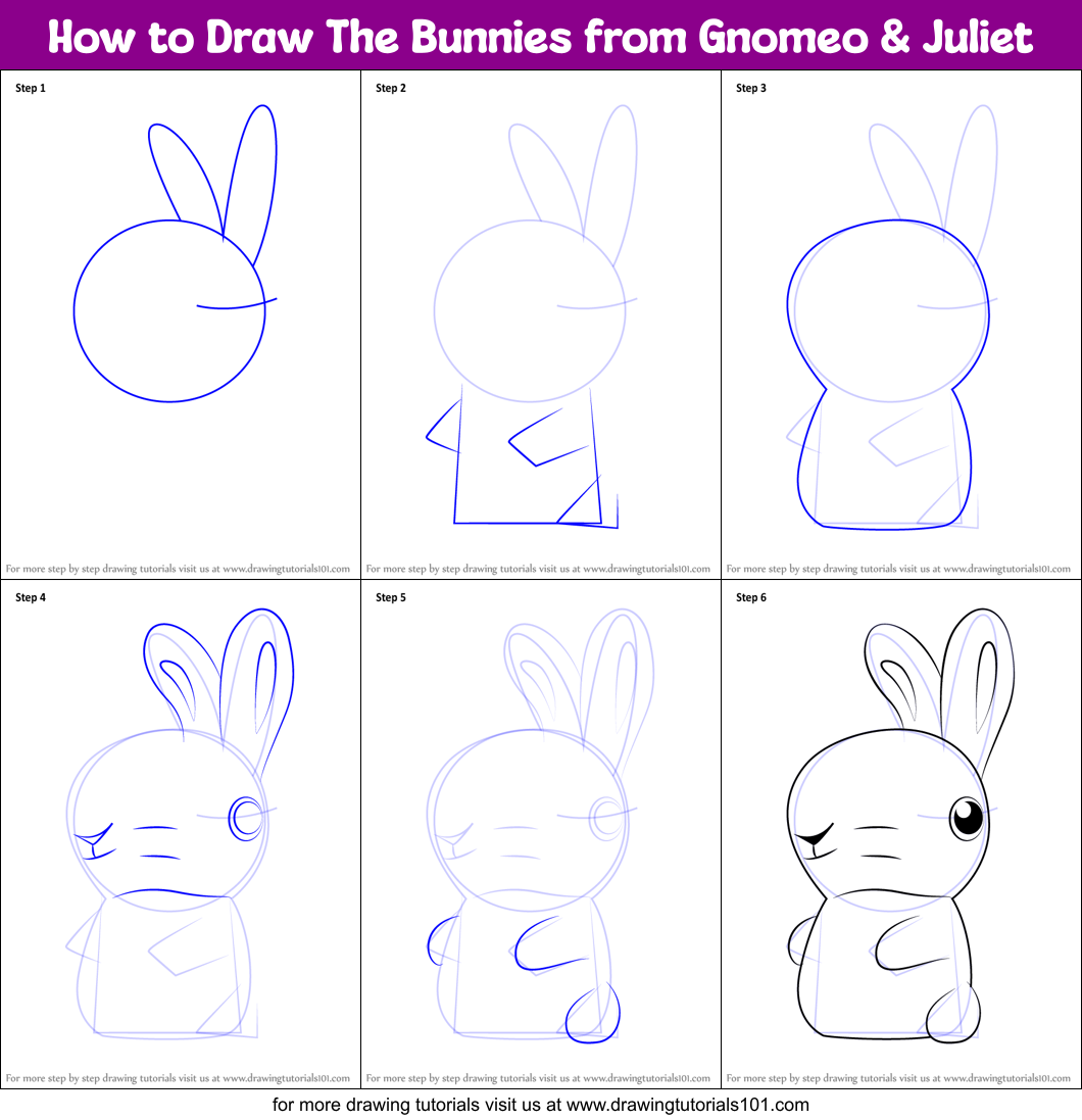 How to Draw The Bunnies from Gnomeo & Juliet (Gnomeo & Juliet) Step by ...