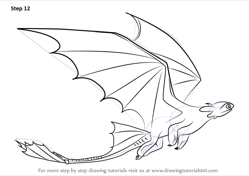 How to Draw Toothless Flying from How to Train Your Dragon (How to