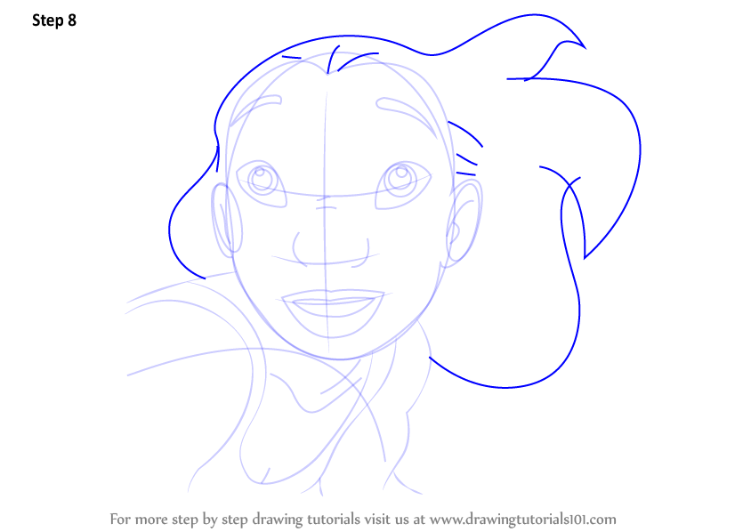 How to Draw Nani Pelekai from Lilo and Stitch (Lilo & Stitch) Step by