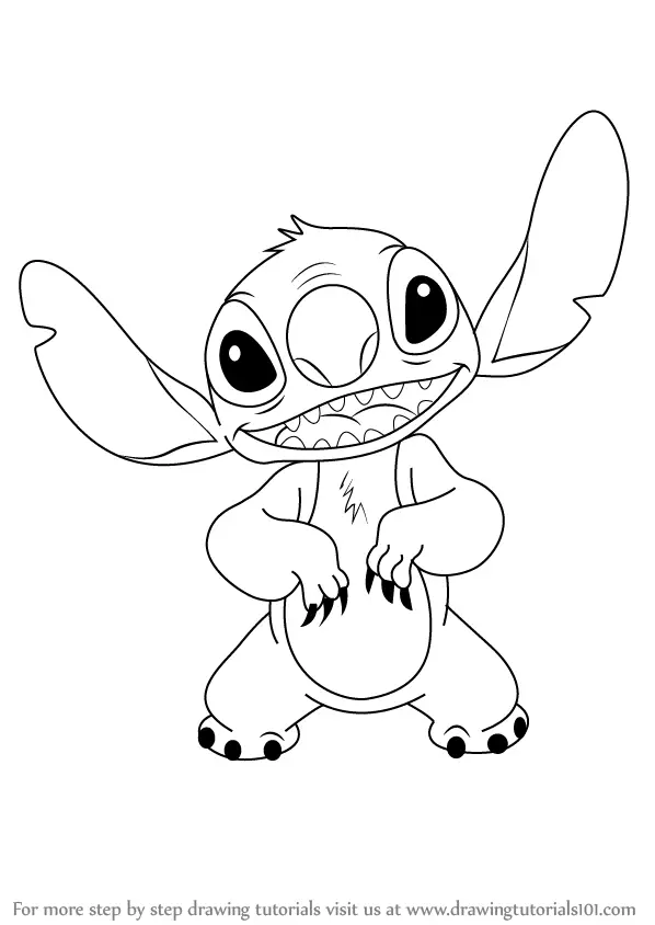 Learn How to Draw Stitch from Lilo and Stitch (Lilo & Stitch) Step by ...