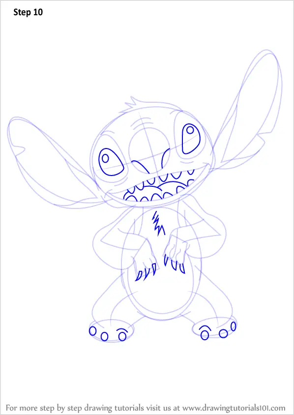 Step by Step How to Draw Stitch from Lilo and Stitch