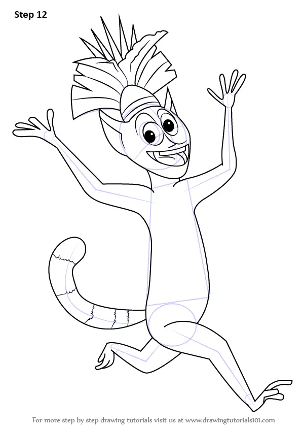 How to Draw King Julien from Madagascar (Madagascar) Step by Step