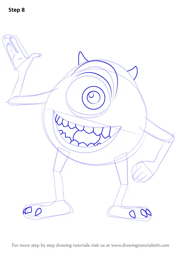how to draw monsters inc mike step by step