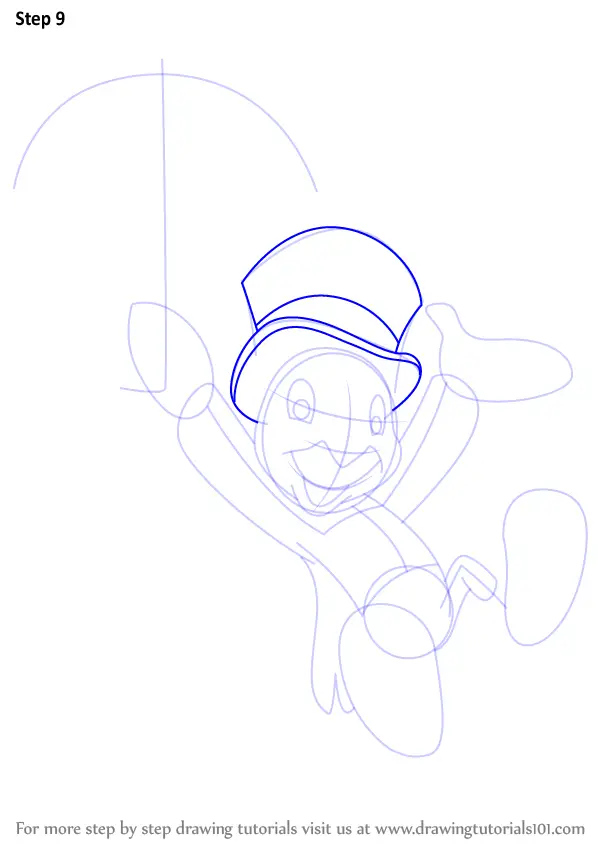 Learn How to Draw Jiminy Cricket from Pinocchio (Pinocchio) Step by