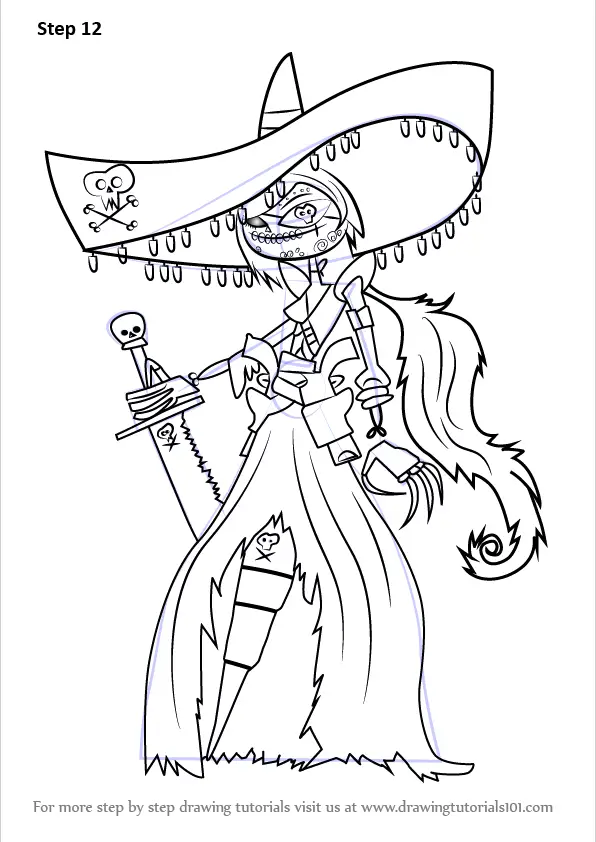 How To Draw Scardelita Sanchez From The Book Of Life The Book Of Life Step By Step 4379