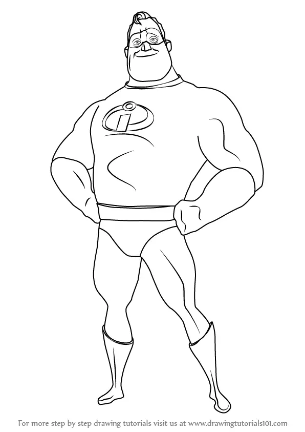 How to Draw Mr. Incredible from The Incredibles (The Incredibles) Step