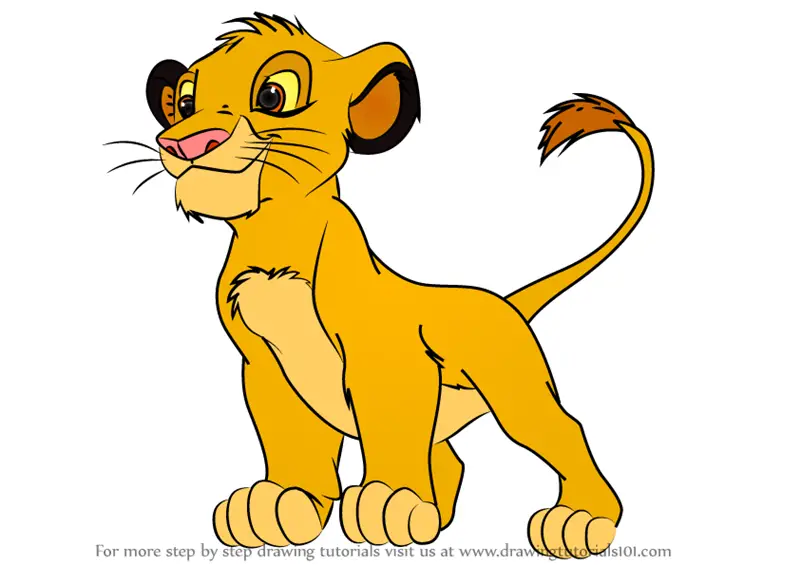 Learn How To Draw Baby Simba From The Lion King The Lion King Step