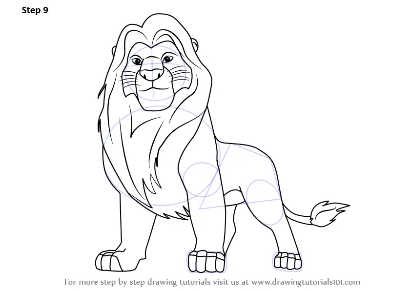 How to Draw Mufasa from The Lion King (The Lion King) Step by Step