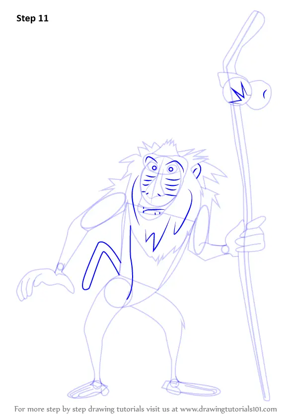 Learn How to Draw Rafiki from The Lion King (The Lion King) Step by