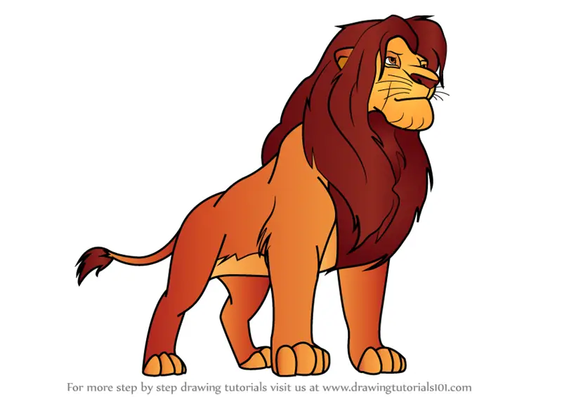 how to draw lion king characters step by step