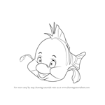 How to Draw Flounder from The Little Mermaid