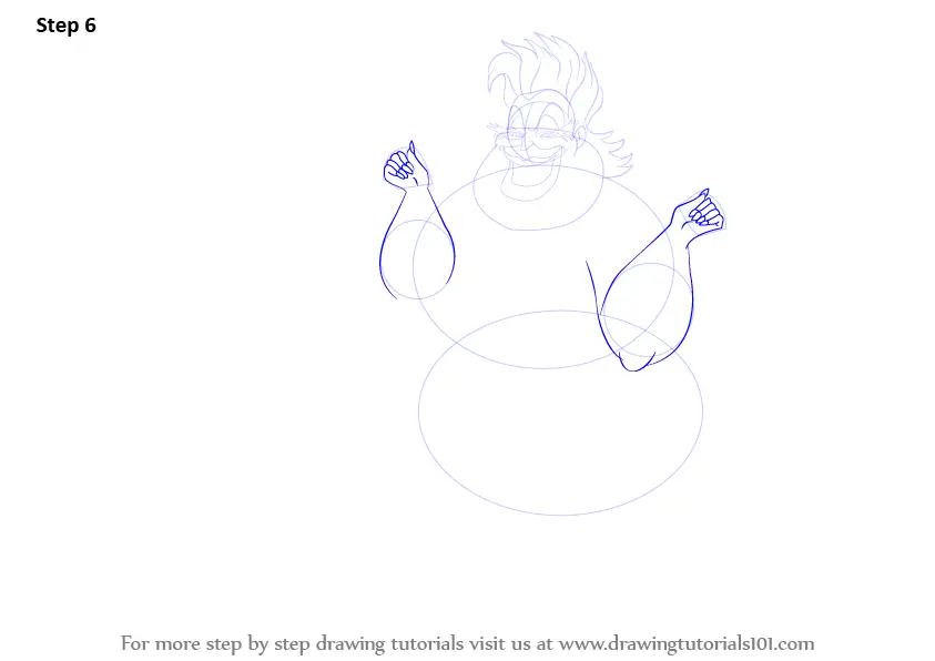 How to Draw Ursula from The Little Mermaid (The Little Mermaid) Step by