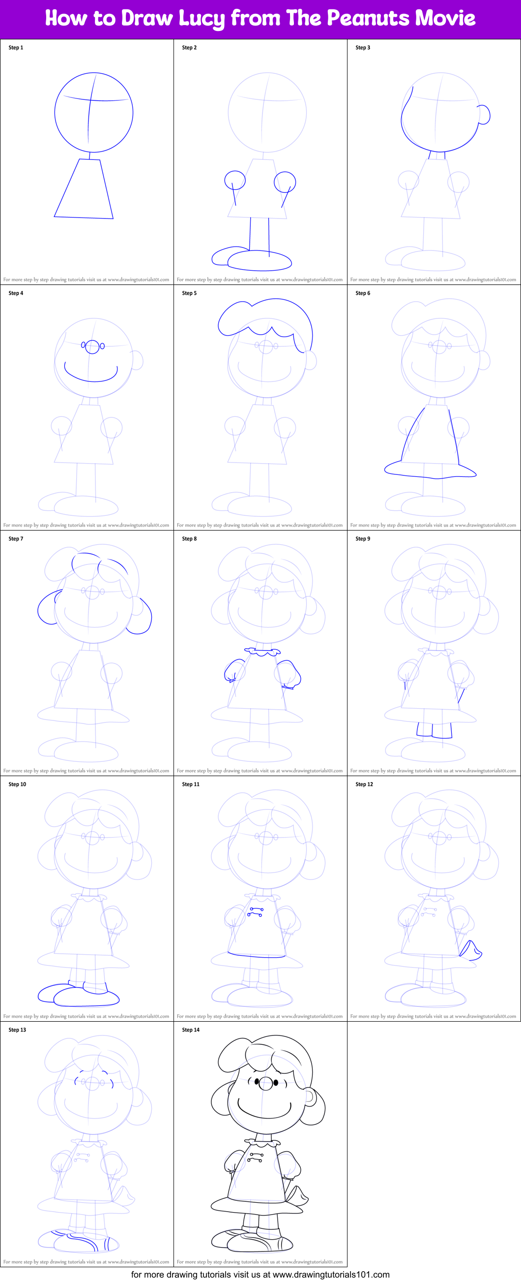 How to Draw Lucy from The Peanuts Movie (The Peanuts Movie) Step by ...
