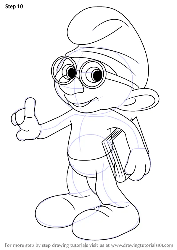 Learn How To Draw Brainy Smurf From The Smurfs The Smurfs Step By Step Drawing Tutorials