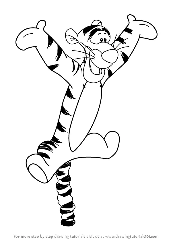 Learn How to Draw Tigger from Winnie the Pooh (Winnie the Pooh) Step by