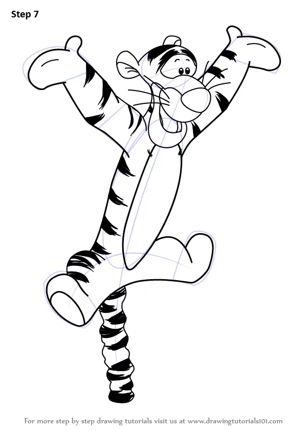 Learn How to Draw Tigger from Winnie the Pooh (Winnie the Pooh) Step by ...
