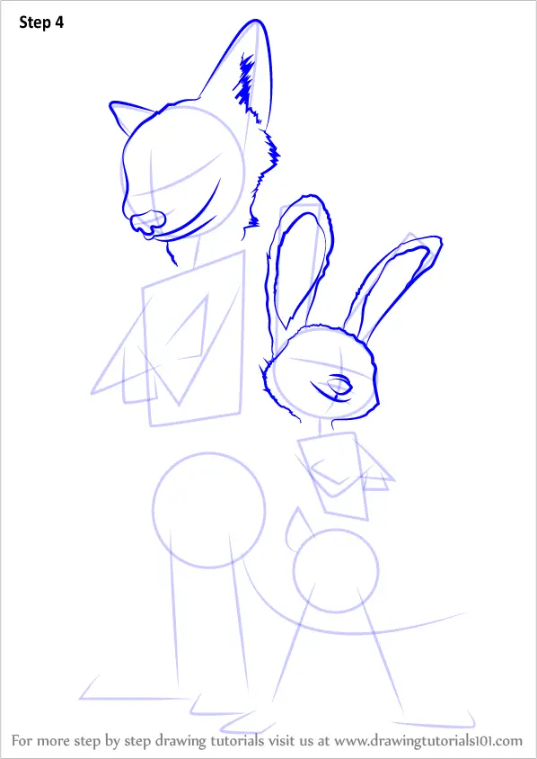 How to Draw Nick Wilde and Judy Hopps from Zootopia (Zootopia) Step by ...