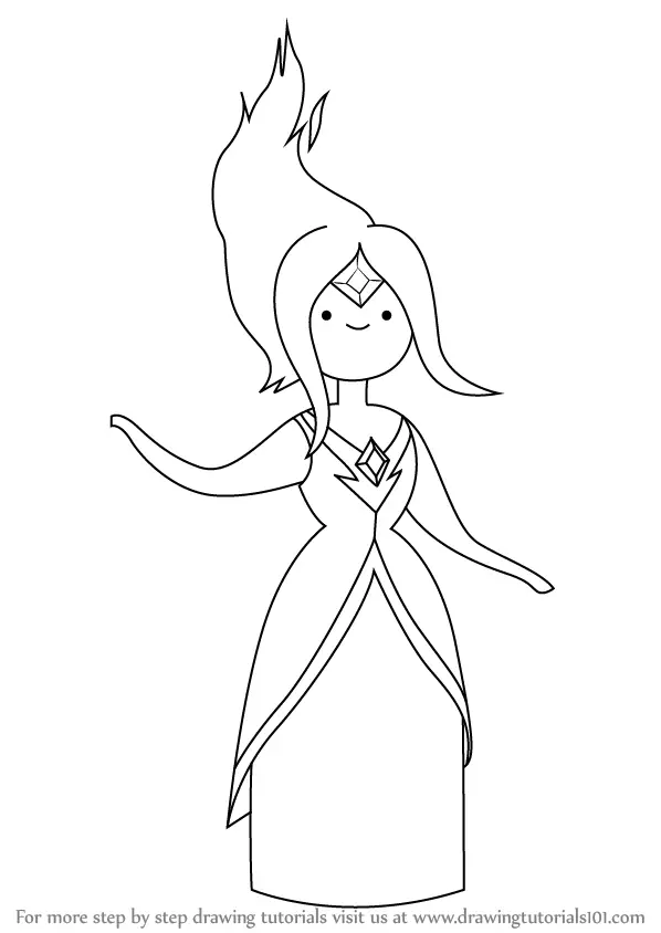 Step by Step How to Draw Flame Princess from Adventure Time