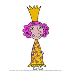 How to Draw Queen Marigold from Ben & Holly's Little Kingdom