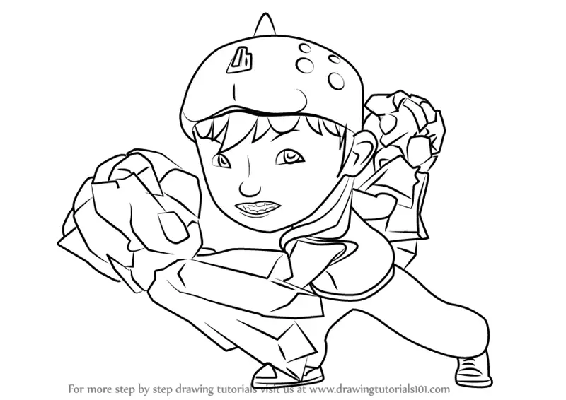 Learn How to Draw BoBoiBoy Earth from BoBoiBoy (BoBoiBoy) Step by Step