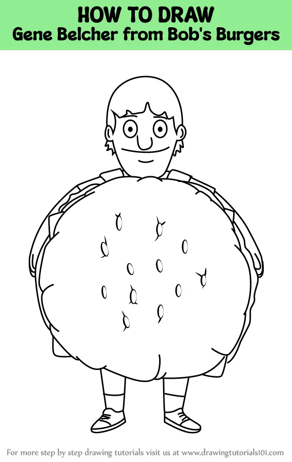 How to Draw Gene Belcher from Bob's Burgers (Bob's Burgers) Step by