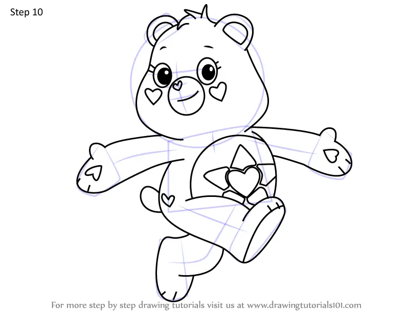 How to Draw True Heart Bear from Care Bears (Care Bears) Step by Step ...