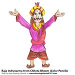How to Draw Raja Indravarma from Chhota Bheem