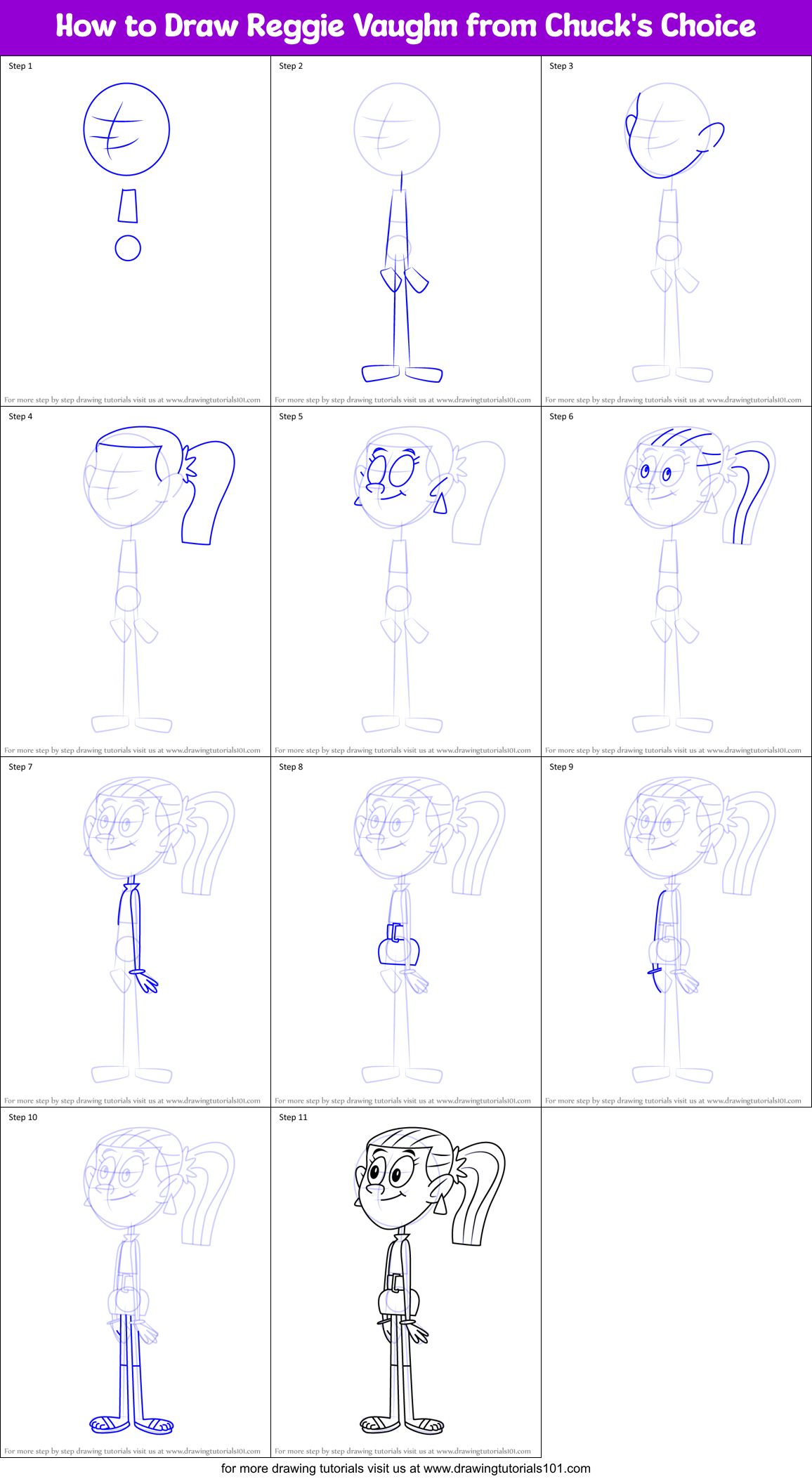 How to Draw Reggie Vaughn from Chuck's Choice printable step by step