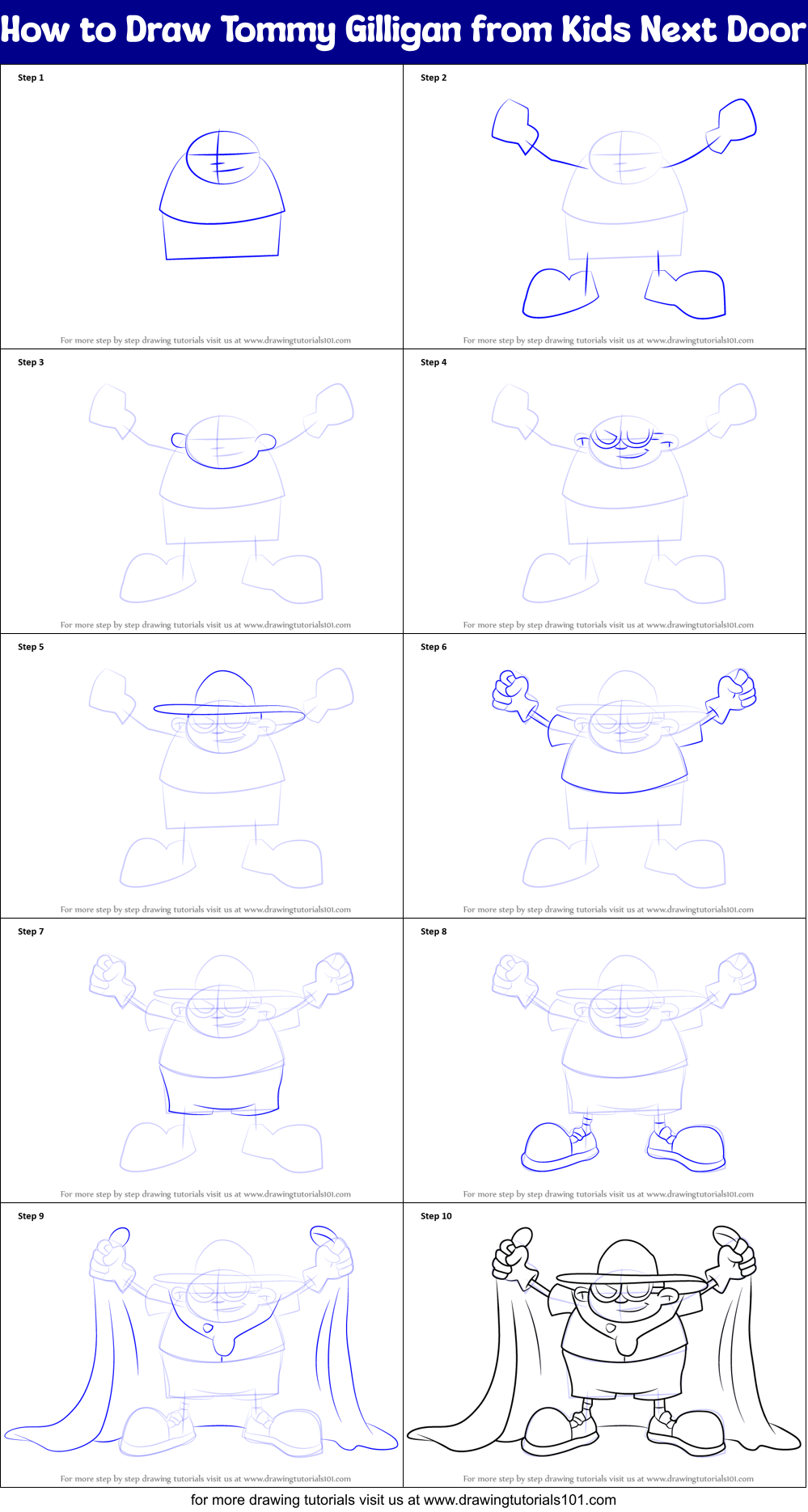 How To Draw Tommy Gilligan From Kids Next Door Printable