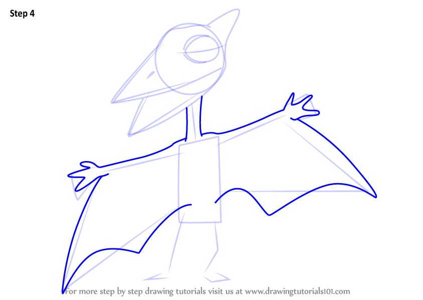 How to Draw Don Pteranodon from Dinosaur Train (Dinosaur Train) Step by ...