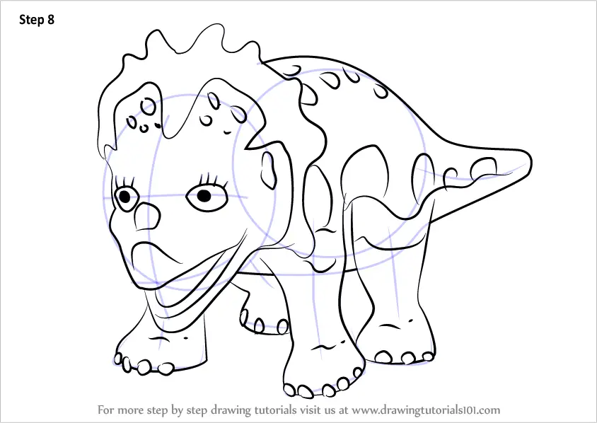 Download Step by Step How to Draw Stacie Styracosaurus from Dinosaur Train : DrawingTutorials101.com