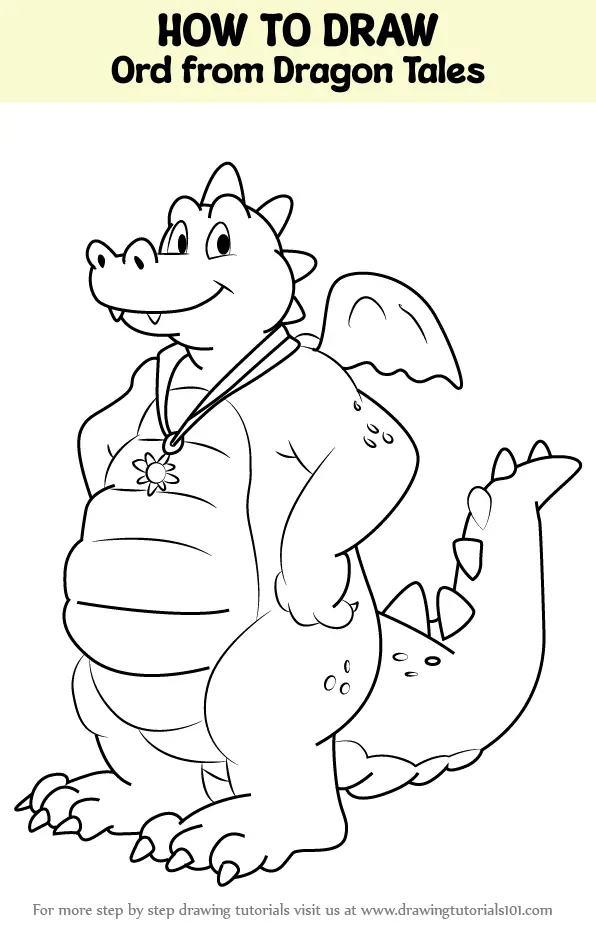 How To Draw Ord From Dragon Tales (dragon Tales) Step By Step 