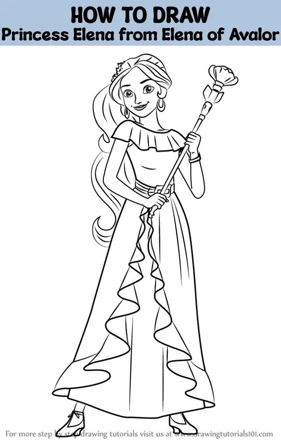 How to Draw Princess Elena from Elena of Avalor (Elena of Avalor) Step ...