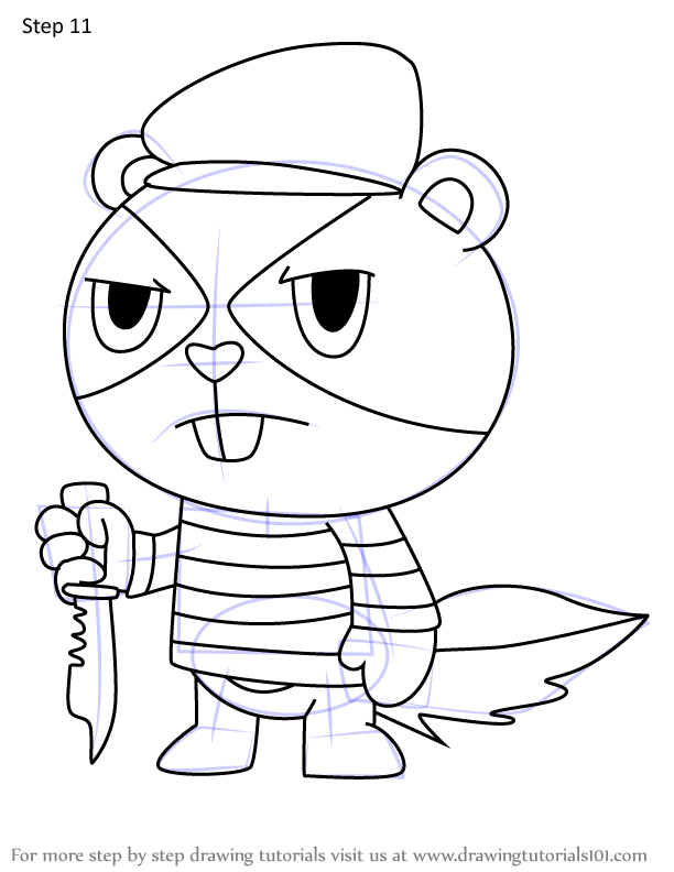 How to Draw Ahient from Happy Tree Friends (Happy Tree Friends) Step by ...