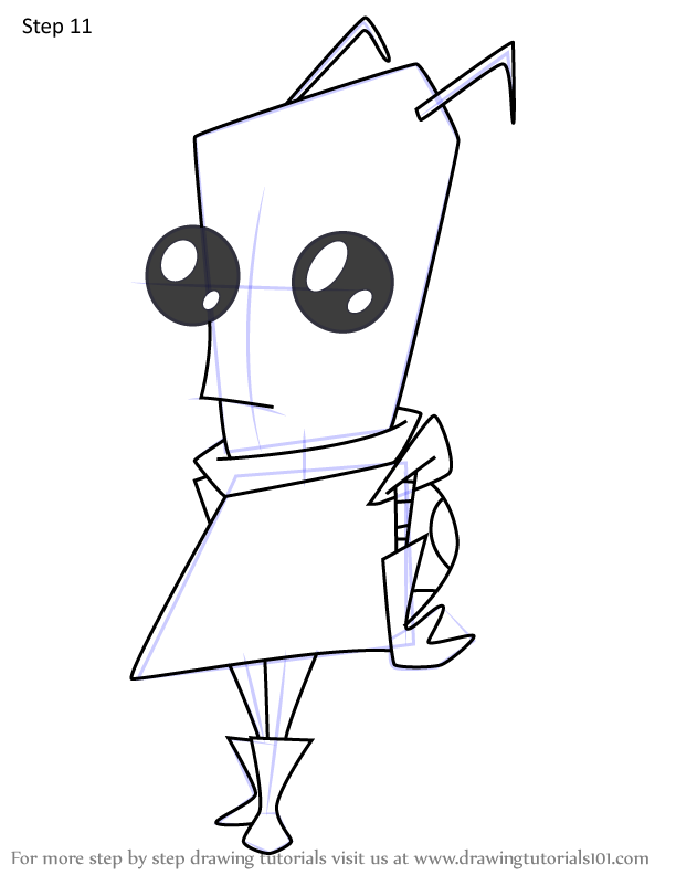 How to Draw Invader Dooky from Invader Zim (Invader Zim) Step by Step