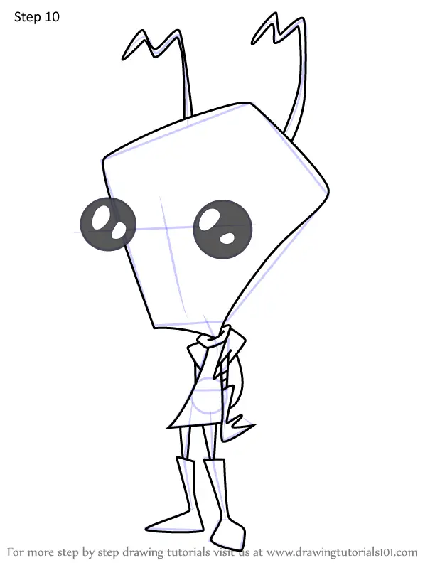 How to Draw Invader Nen from Invader Zim (Invader Zim) Step by Step ...