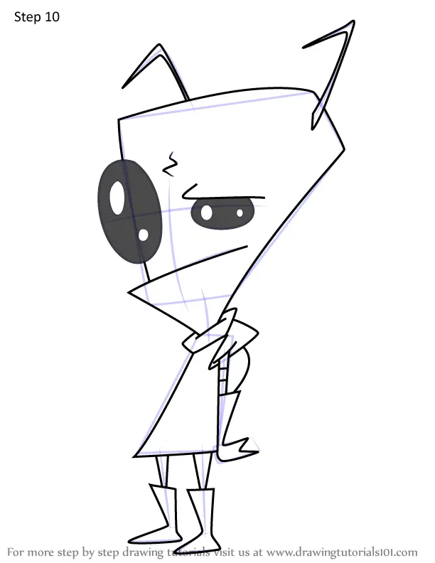 How To Draw Invader Sklud From Invader Zim (invader Zim) Step By Step 