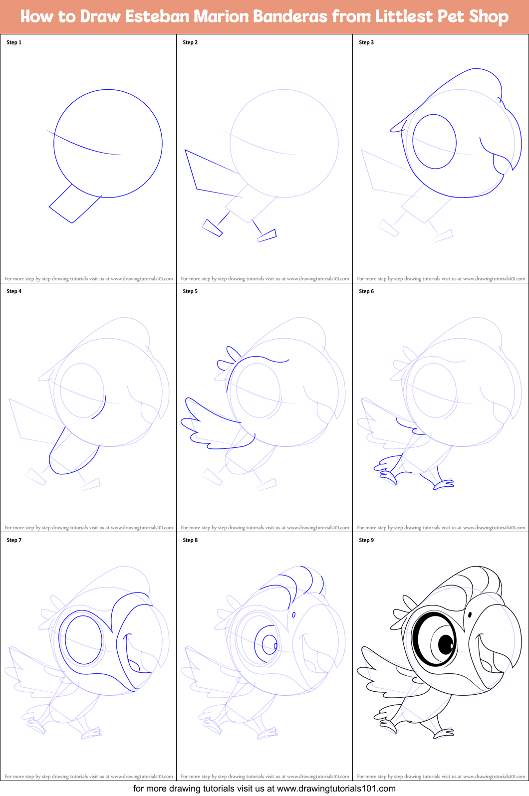 How to Draw Esteban Marion Banderas from Littlest Pet Shop printable ...