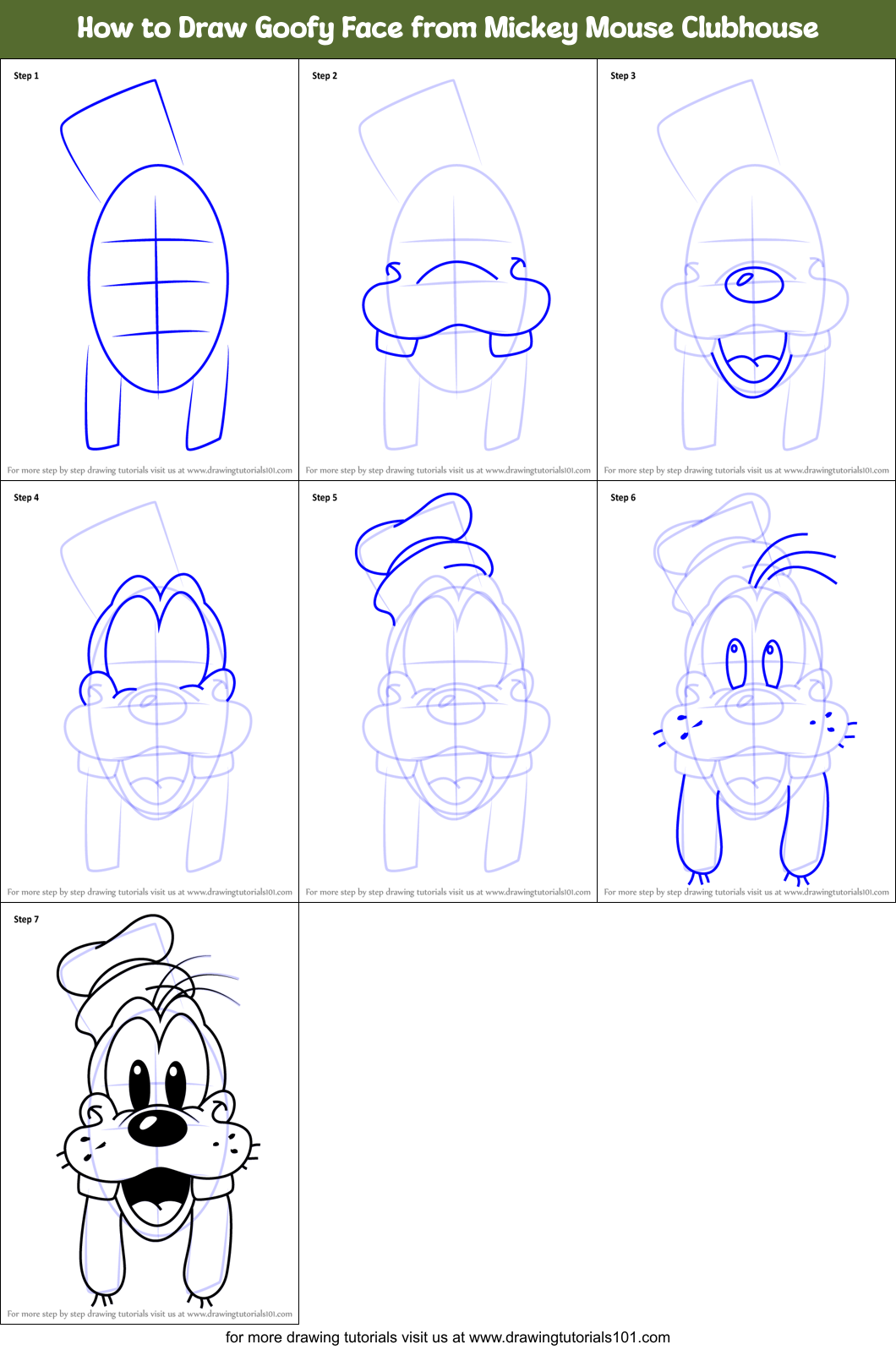 How To Draw Goofy Face From Mickey Mouse Clubhouse Mickey Mouse 